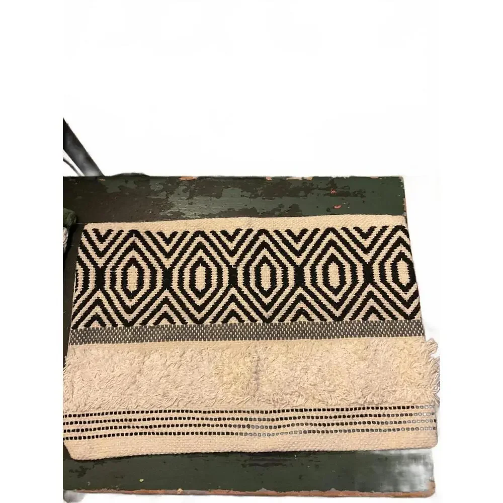 Outback Studio Handwoven Black and Natural Pillow Set 19” x 12” Set of 2